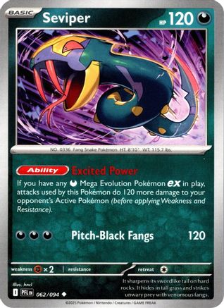 Seviper 62/94 Reverse Holo | Phantasmal Flames | Pokemon Card