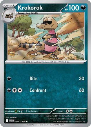 Krokorok 65/94 Reverse Holo | Phantasmal Flames | Pokemon Card