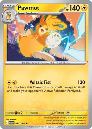 Pawmot 34/94 Reverse Holo | Phantasmal Flames | Pokemon Card