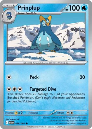 Prinplup 28/94 Reverse Holo | Phantasmal Flames | Pokemon Card
