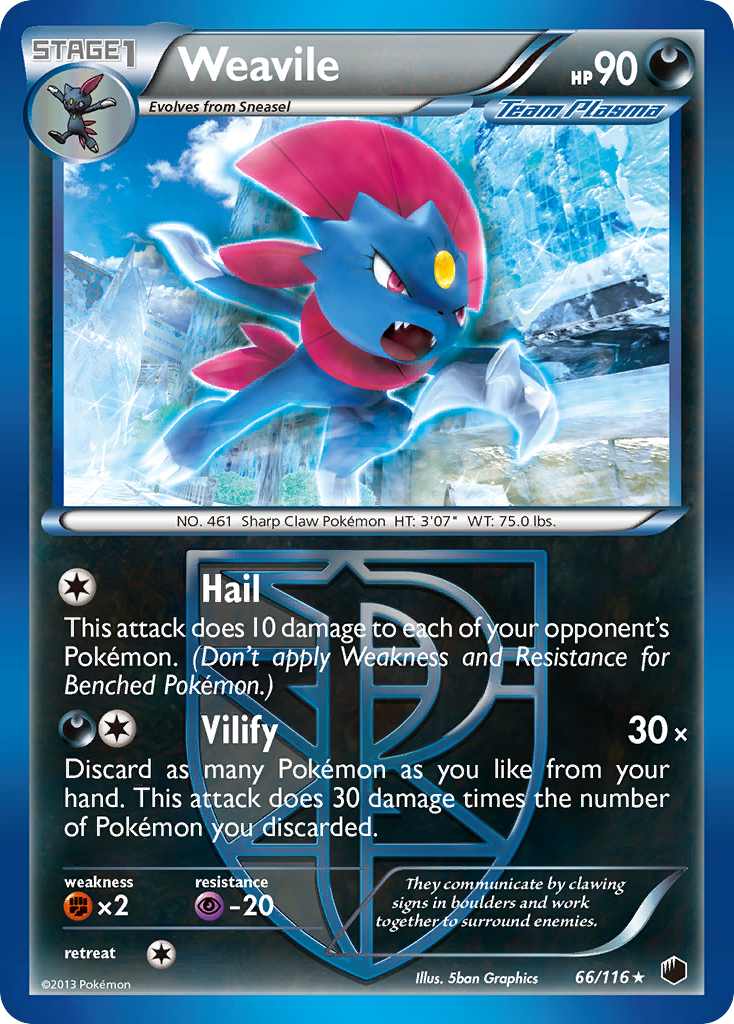 Weavile 66/116 Rare | Plasma Freeze | Pokemon Card