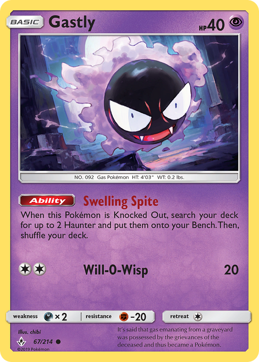 Gastly 67/214 Common | Unbroken Bonds | Pokemon Card
