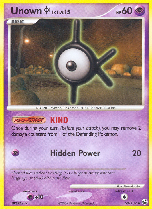 Unown [K] 68/132 Uncommon | Secret Wonders | Pokemon Card