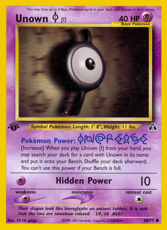 Unown [I] 68/75 Common | Neo Discovery | Pokemon Card
