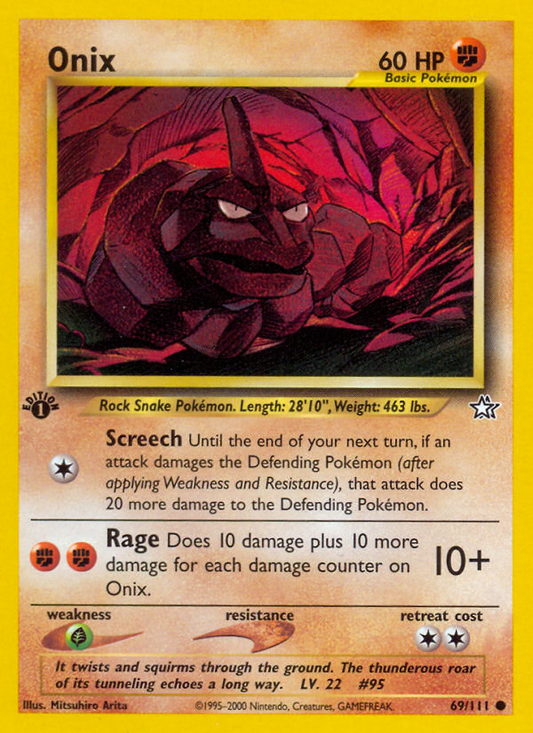 Onix 69/111 Common | Neo Genesis | Pokemon Card
