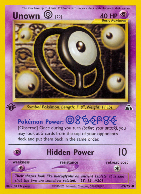 Unown [O] 69/75 Common | Neo Discovery | Pokemon Card