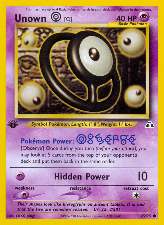 Unown [O] 69/75 Common | Neo Discovery | Pokemon Card