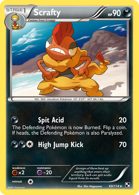 Scrafty 69/114 Rare | Black & White | Pokemon Card