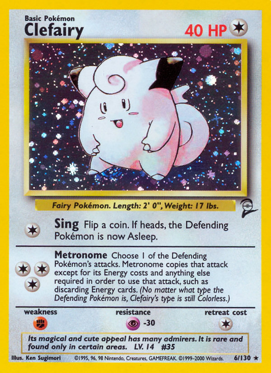 Clefairy 6/130 Rare Holo | Base Set 2 | Pokemon Card