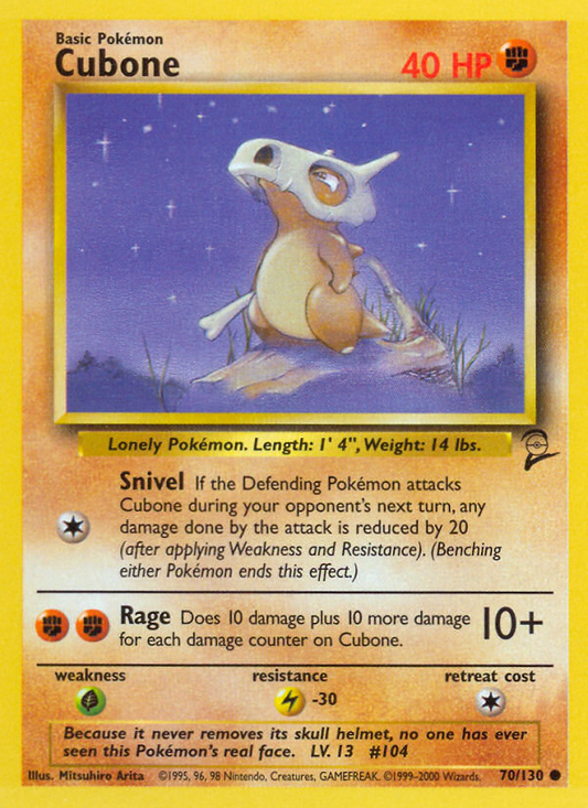 Cubone 70/130 Common | Base Set 2 | Pokemon Card
