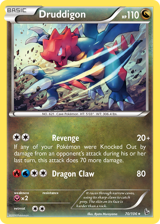Druddigon 70/106 Rare Holo | Flashfire | Pokemon Card
