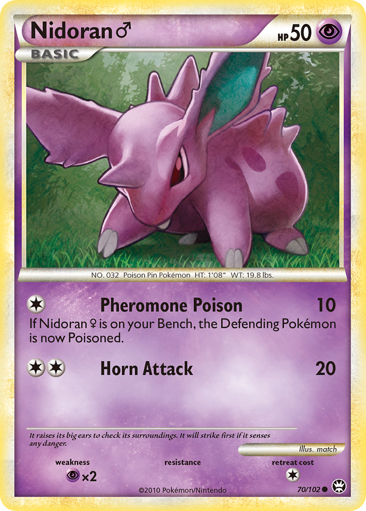 Nidoran ♂ 70/102 Common | HS—Triumphant | Pokemon Card