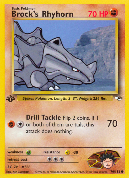 Brock's Rhyhorn 70/132 Common | Gym Heroes | Pokemon Card