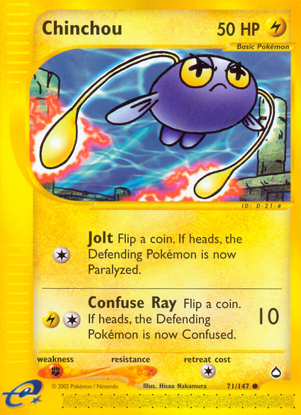 Chinchou 71/147 Common | Aquapolis | Pokemon Card