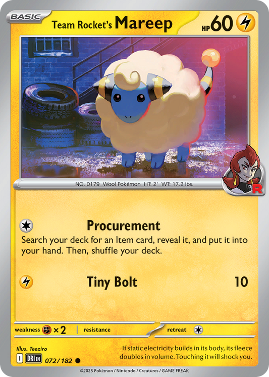 Team Rocket's Mareep 72/182 Common | Destined Rivals | Pokemon Card