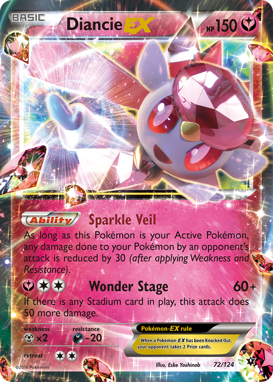 Diancie-EX 72/124 Rare Holo EX | Fates Collide | Pokemon Card
