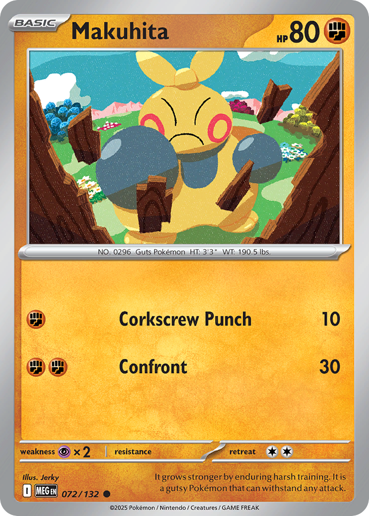 Makuhita 72/132 Common | Mega Evolution | Pokemon Card