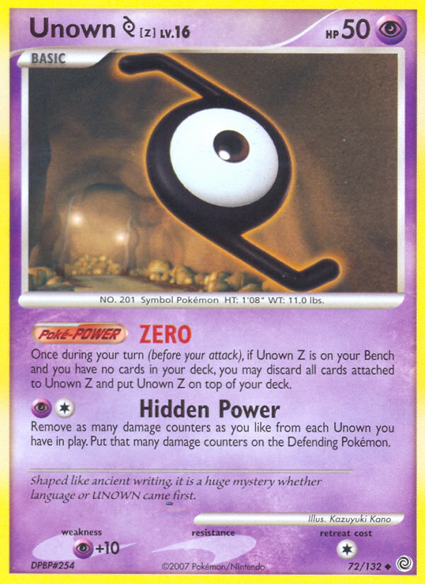 Unown [Z] 72/132 Uncommon | Secret Wonders | Pokemon Card