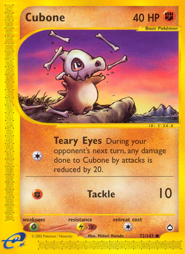 Cubone 72/147 Common | Aquapolis | Pokemon Card