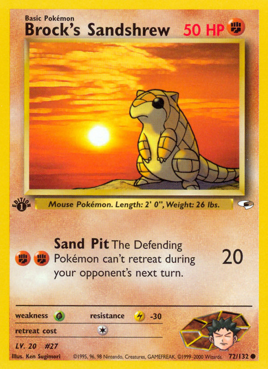 Brock's Sandshrew 72/132 Common | Gym Heroes | Pokemon Card