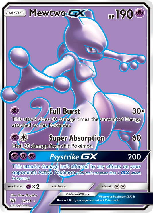 Mewtwo-GX 72/73 Rare Ultra | Shining Legends | Pokemon Card