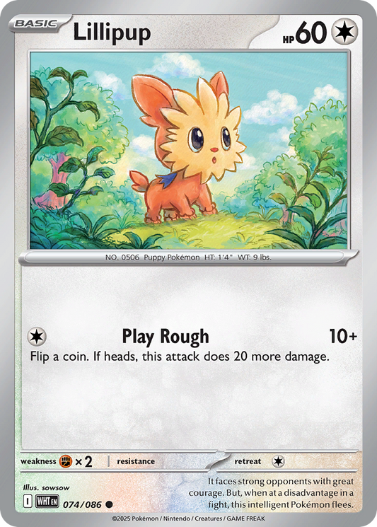 Lillipup 74/86 Common | White Flare | Pokemon Card