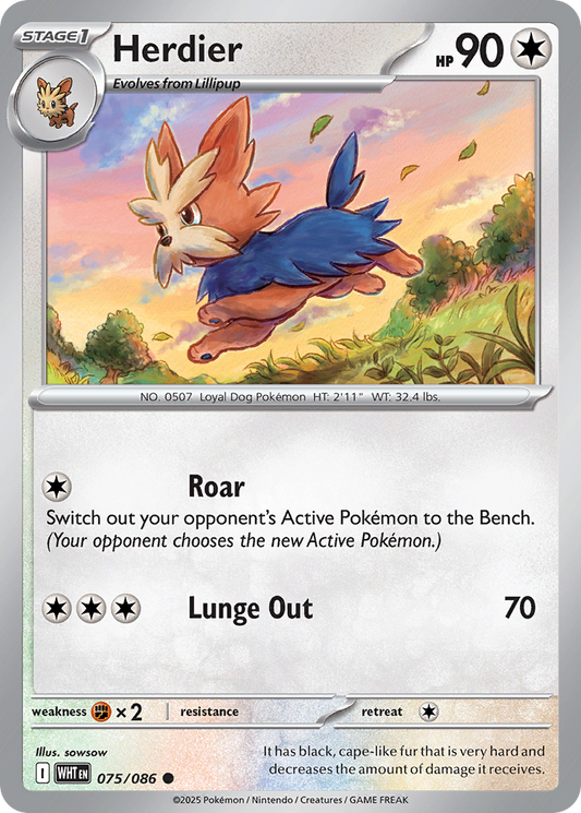Herdier 75/86 Common | White Flare | Pokemon Card