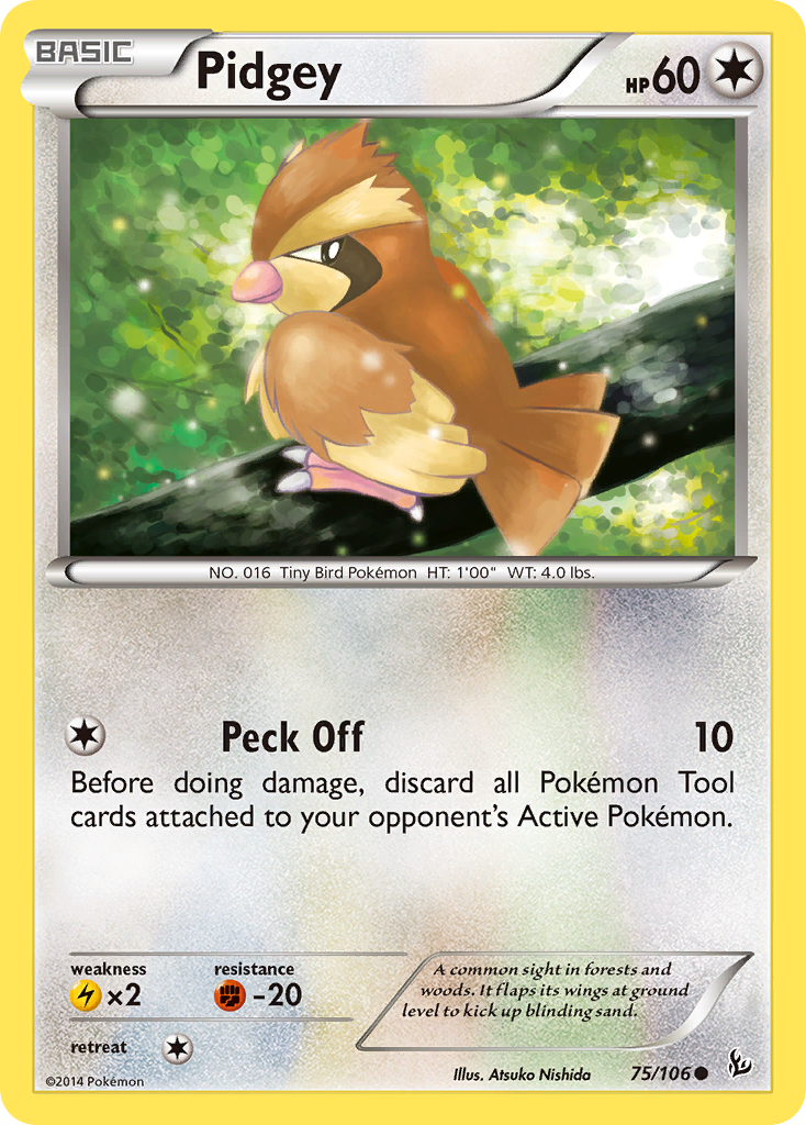 Pidgey 75/106 Common | Flashfire | Pokemon Card