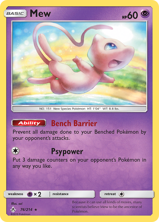 Mew 76/214 Rare Holo | Unbroken Bonds | Pokemon Card