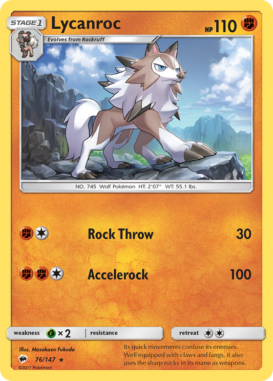 Lycanroc 76/147 Rare | Burning Shadows | Pokemon Card