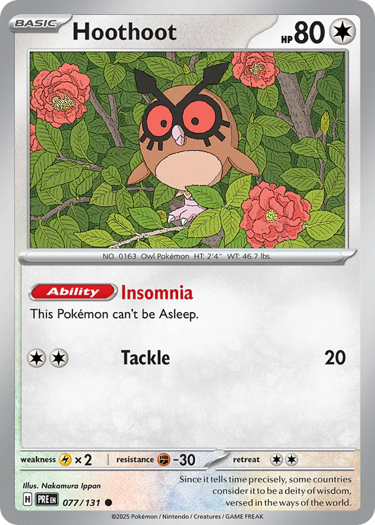 Hoothoot 77/131 Reverse Holo | Prismatic Evolutions | Pokemon Card