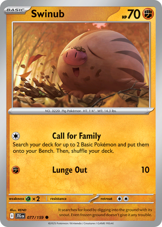 Swinub 77/159 Common | Journey Together | Pokemon Card