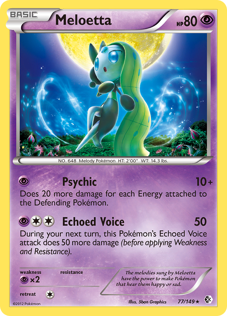 Meloetta 77/149 Rare Holo | Boundaries Crossed | Pokemon Card