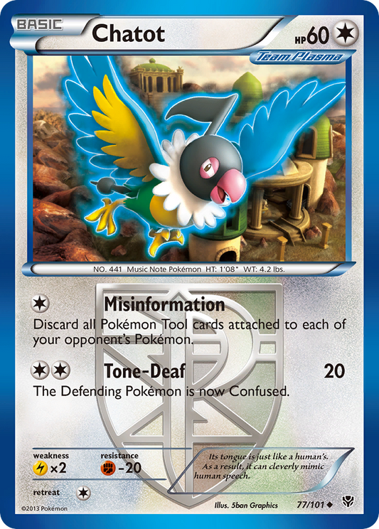 Chatot 77/101 Uncommon | Plasma Blast | Pokemon Card