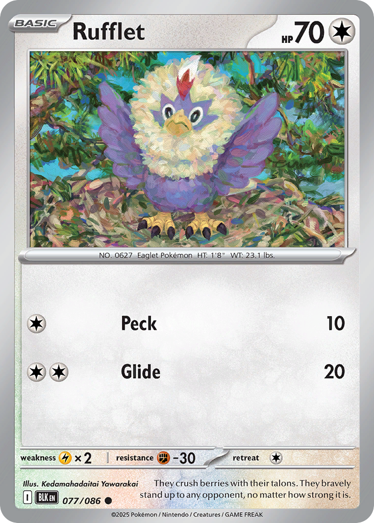 Rufflet 77/86 Common | Black Bolt | Pokemon Card