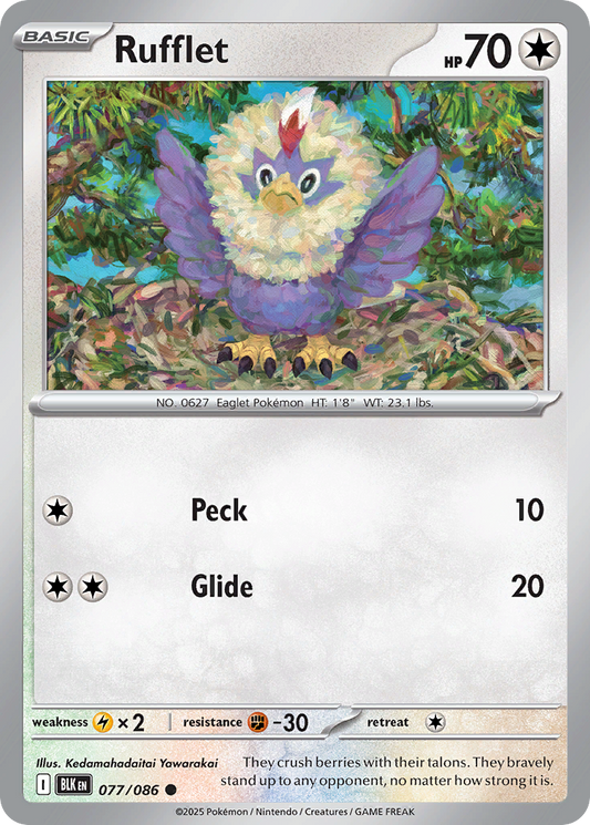 Rufflet 77/86 Common | Black Bolt | Pokemon Card