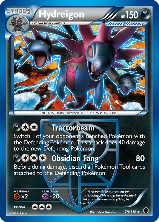 Hydreigon 78/116 Rare Holo | Plasma Freeze | Pokemon Card