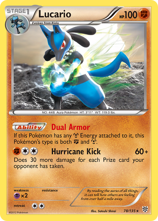 Lucario 78/135 Rare Holo | Plasma Storm | Pokemon Card
