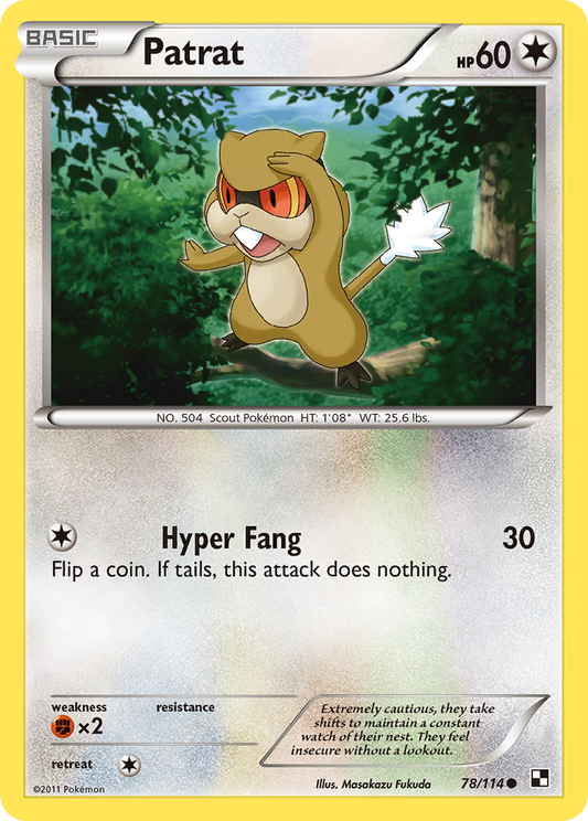 Patrat 78/114 Common | Black & White | Pokemon Card