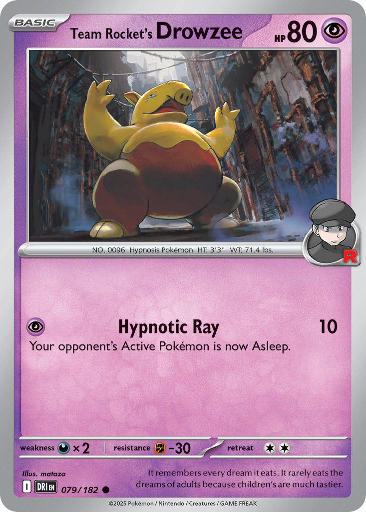 Team Rocket's Drowzee 79/182 Common | Destined Rivals | Pokemon Card