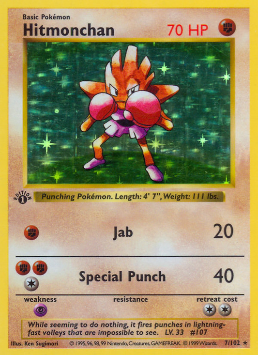 Hitmonchan 7/102 Rare Holo | Base | Pokemon Card