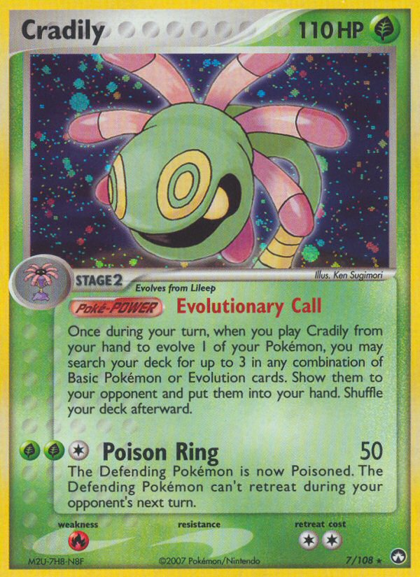 Cradily 7/108 Rare Holo | Power Keepers | Pokemon Card