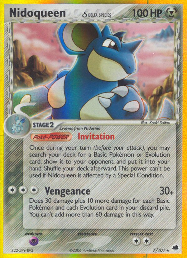 Nidoqueen δ 7/101 Rare Holo | Dragon Frontiers | Pokemon Card