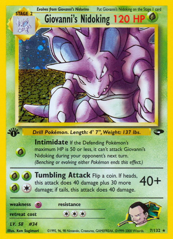 Giovanni's Nidoking 7/132 Rare Holo | Gym Challenge | Pokemon Card