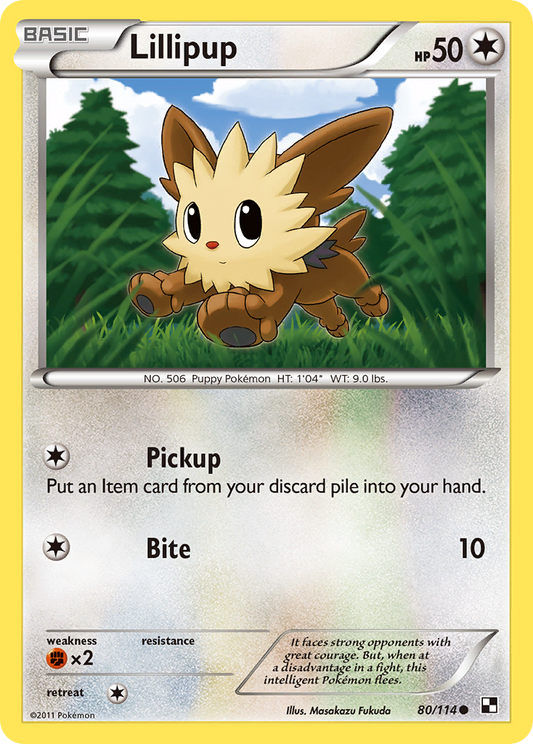Lillipup 80/114 Common | Black & White | Pokemon Card