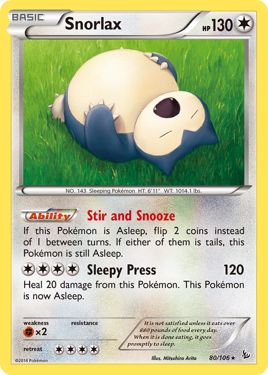 Snorlax 80/106 Rare | Flashfire | Pokemon Card