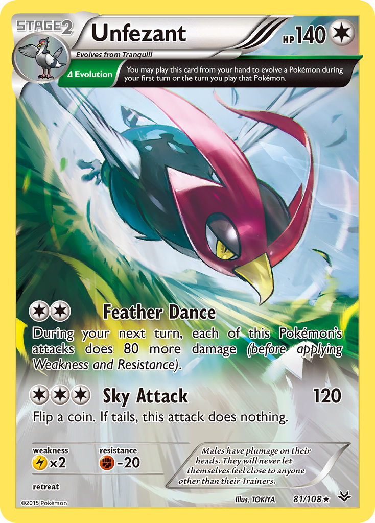 Unfezant 81/108 Rare | Roaring Skies | Pokemon Card