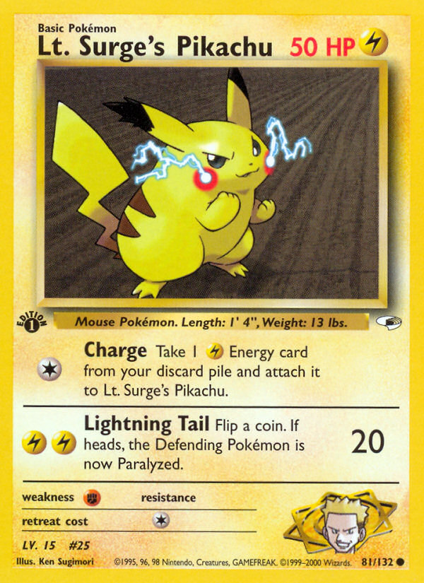 Lt. Surge's Pikachu 81/132 Common | Gym Heroes | Pokemon Card