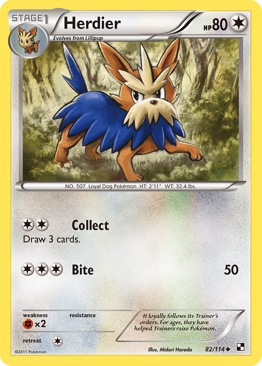 Herdier 82/114 Uncommon | Black & White | Pokemon Card
