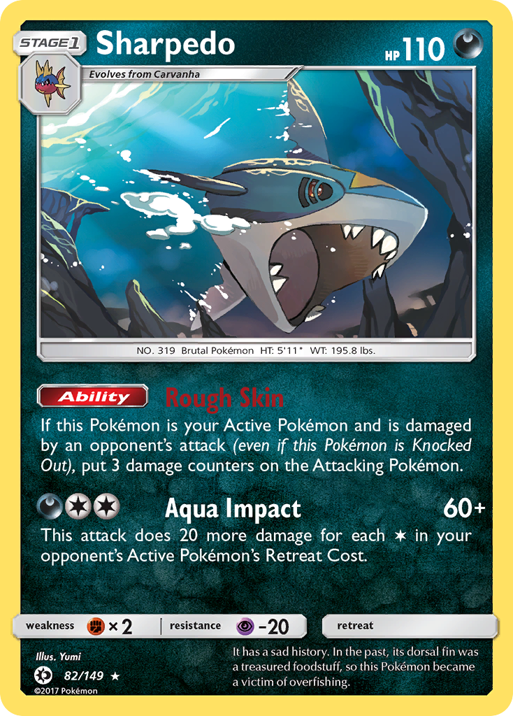 Sharpedo 82/149 Rare Holo | Sun & Moon | Pokemon Card